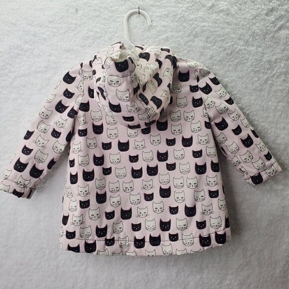 Dip Brand Girls 6-12 Months Black And White Cat Raincoat With Hood, Super Soft - Picture 10 of 14